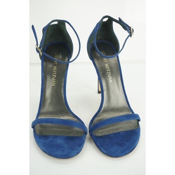 Stuart Weitzman Nudistsong Blue Suede Ankle Strappy Sandals - Picture 10 of 10